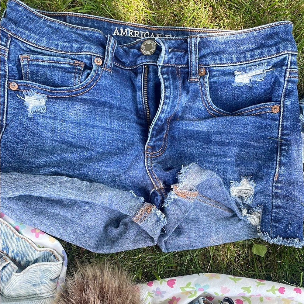 American Eagle Outfitters Distressed Blue Jean Shorts